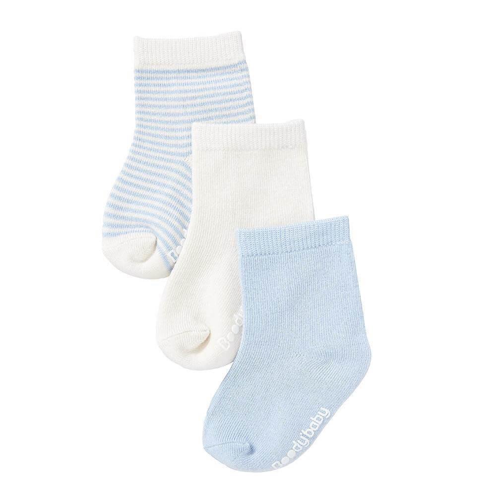 Blue organic baby socks three pack