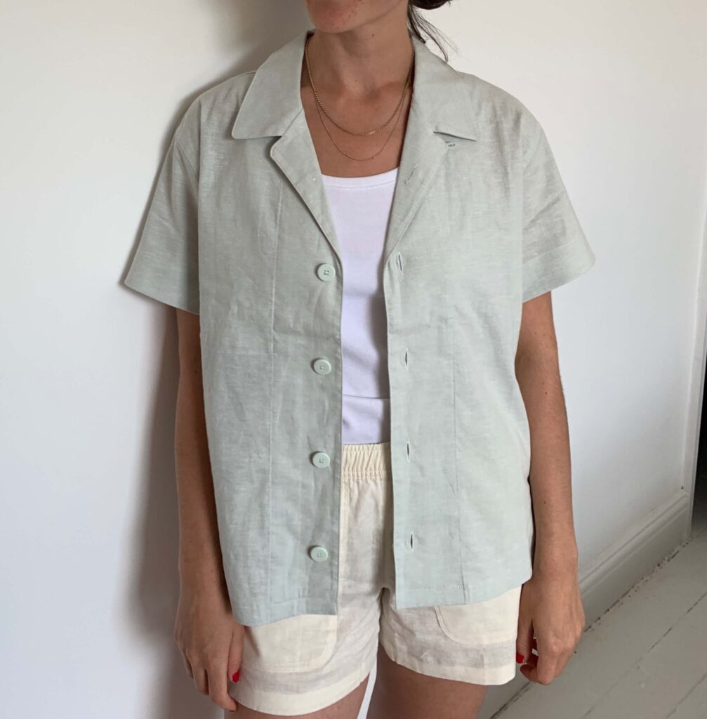 Allbirds camp shirt set in Dryad and Natural White 