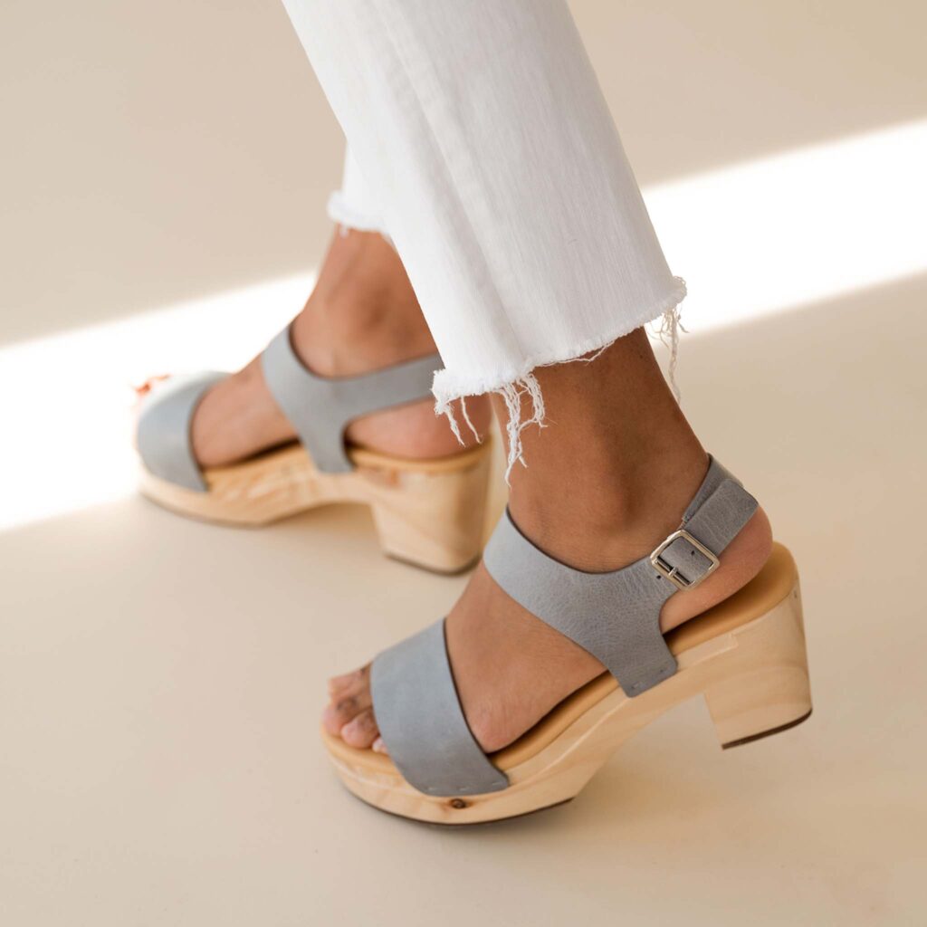 Nisolo sustainable block heel clogs