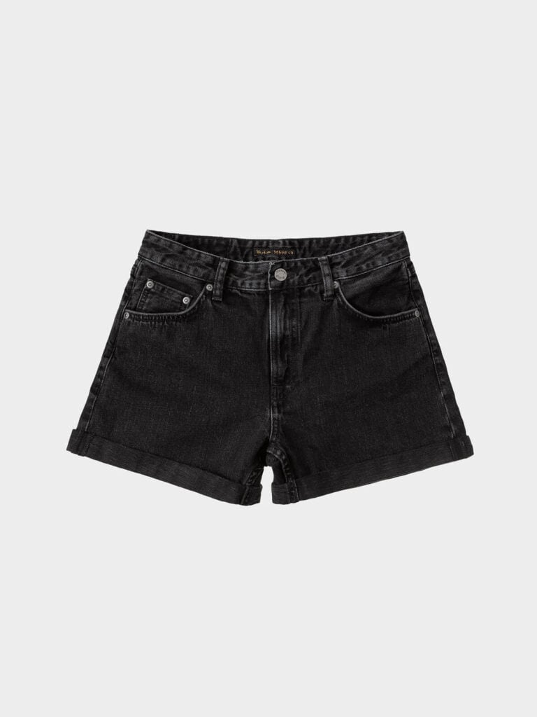 Nudie Jeans black sustainable denim shorts