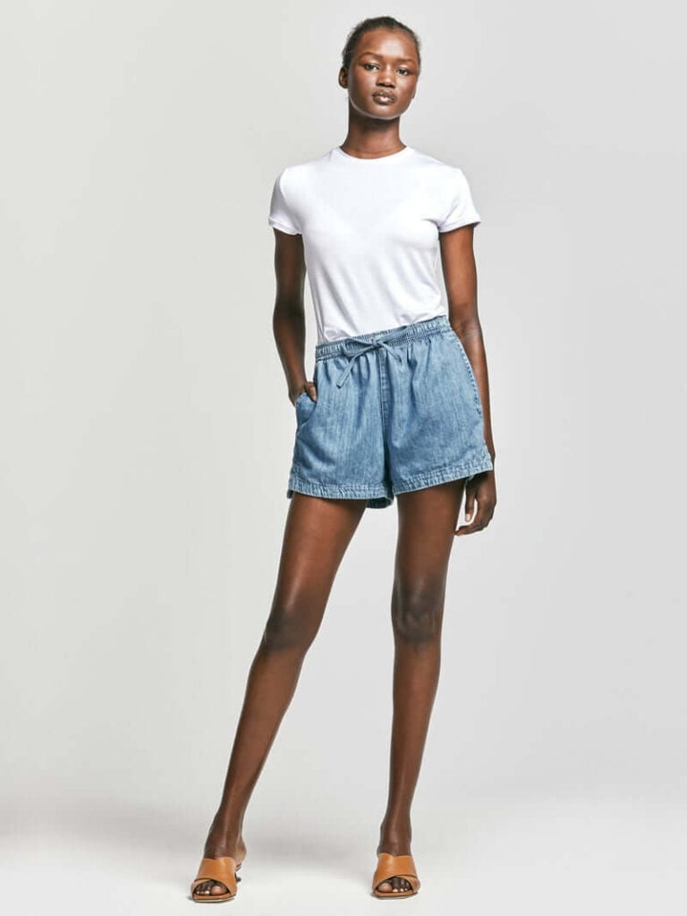 Outland Denim tie waist denim shorts