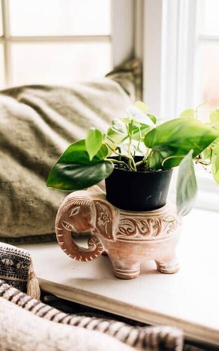 Ten thousand Villages handmade eco friendly plant pot in shape of an elephant